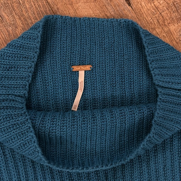 Free People Emma Mock Neck Cable Knit Sweater in Jewel tone - Picture 8 of 15